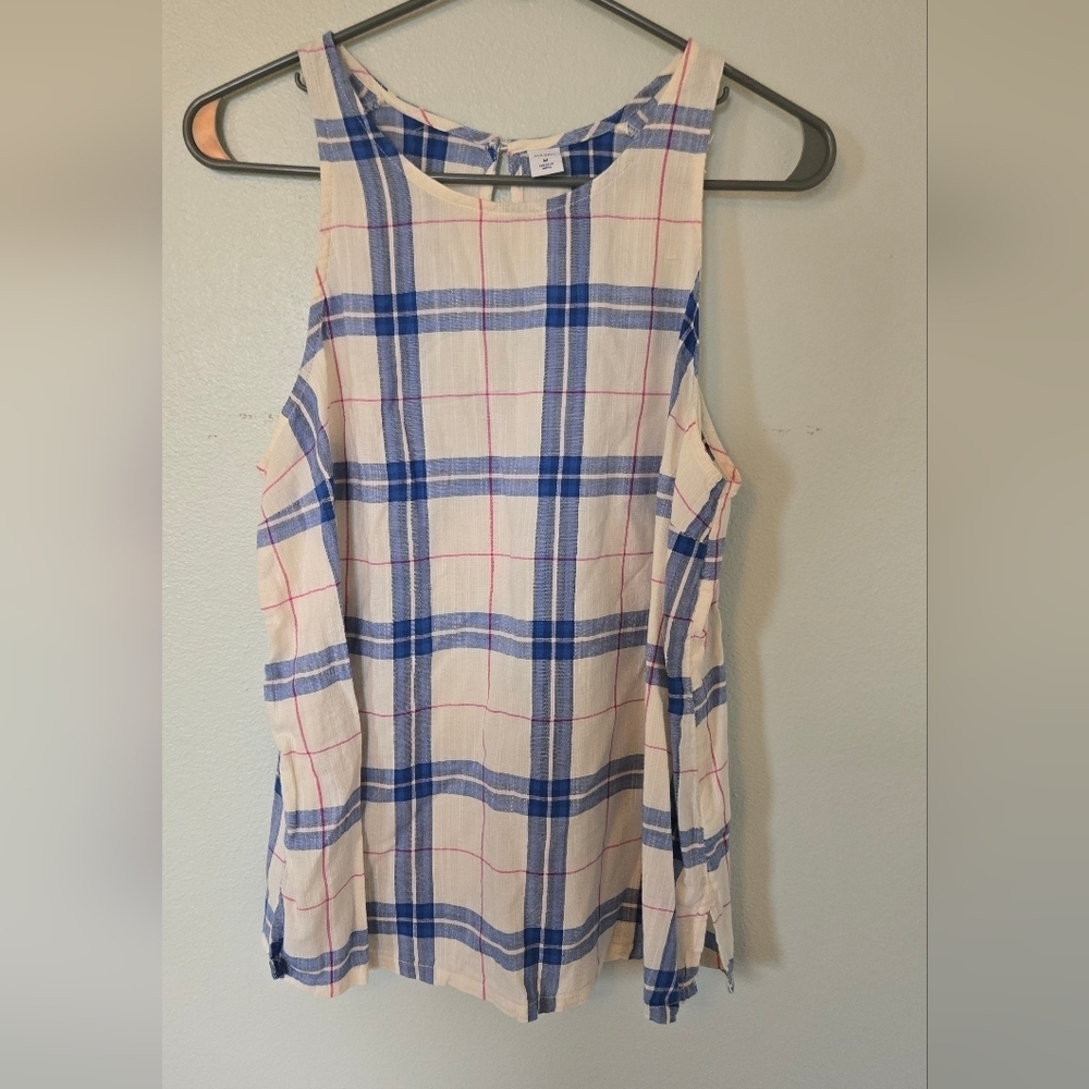 Old Navy Blue Plaid Tank Size Medium